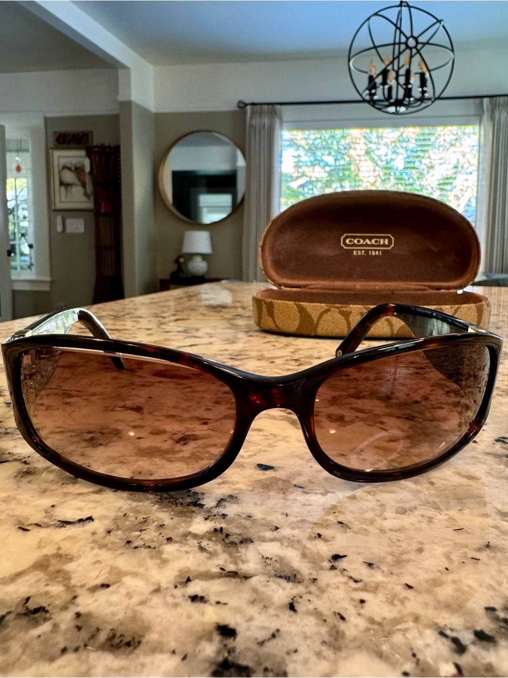 Coach Women's Tortoiseshell signature C oversized sunglasses with case